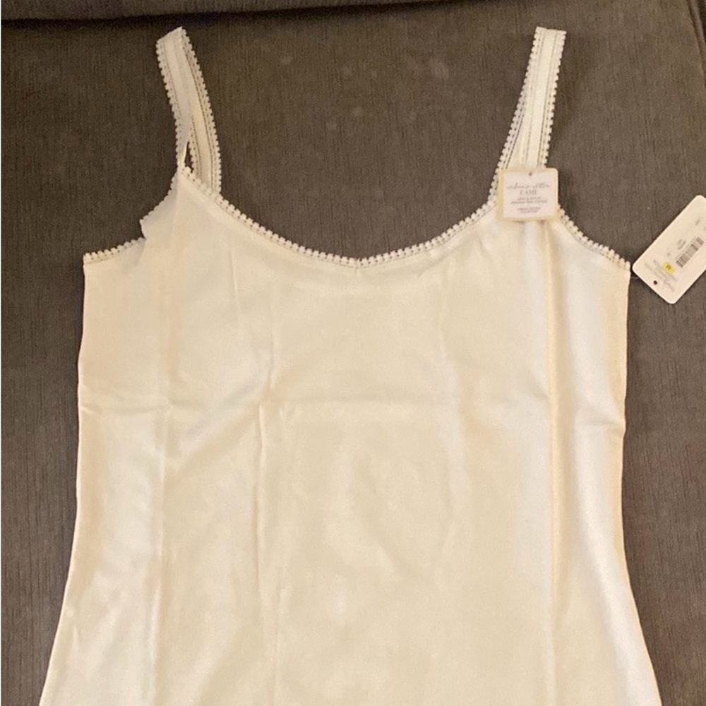 On Gossamer White Camisole with Lace Trim